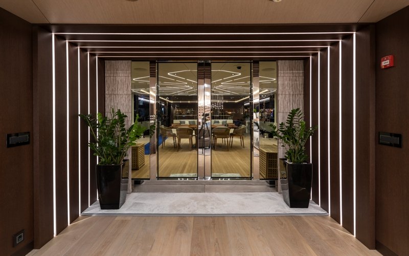 Luxury yacht interior and exterior design by AMK Architecture & Design, showcasing modern bespoke spaces, elegant cabins, premium materials, and high-end outdoor leisure areas.