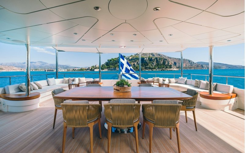 Luxury yacht interior and exterior design by AMK Architecture & Design, showcasing modern bespoke spaces, elegant cabins, premium materials, and high-end outdoor leisure areas.