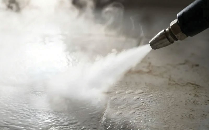 High-pressure steam cleaning service for hard surfaces by Aqua Steam Clean