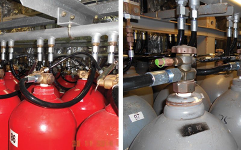 Hydraulic system installation with pressure vessels and valves engineered by General Constructions Ifaistus