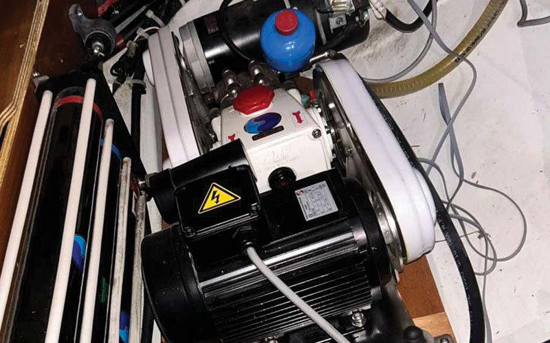 Yacht engine room equipment, marine air conditioning, refrigeration units, desalination systems, pumps, and technical installations by MARINAKIS Marine Services, experts in marine maintenance, repair, and system installation for luxury yachts.