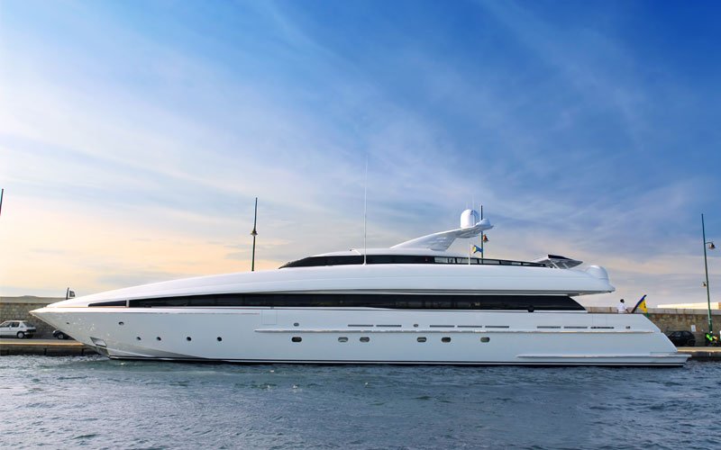 Elegant Super Yacht on the sea in the sun set!