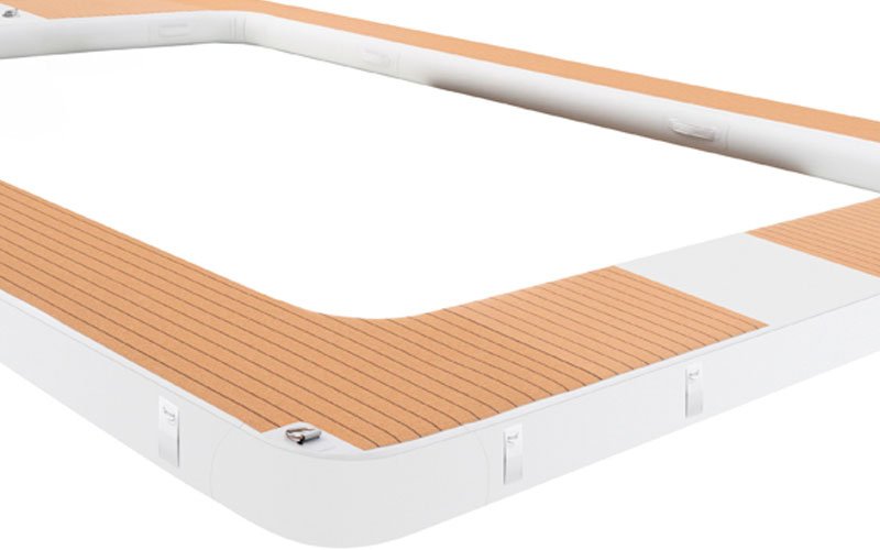 Inflatable modular platforms by NAUTIBUOY MARINE, creating extra space on the water for relaxing, watersports, and yacht-side leisure.