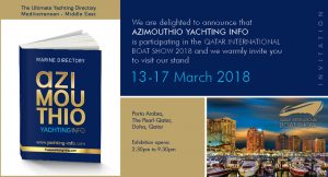  Invitation to Qatar Boat Show 2018! AZIMOUTHIO is participating as an exhibitor in the Zagreb Boat Show 2018 and we warmly invite you to our Stand!
