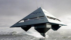 Tetrahedron superyacht flies over water! London-based architect Jonathan Schwinge has designed a pyramid-shaped yacht called the Tetrahedron Super Yacht.